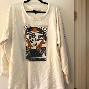 Torrid STAY WILD Illustrated Ivory Sweatshirt with Sleeve Details